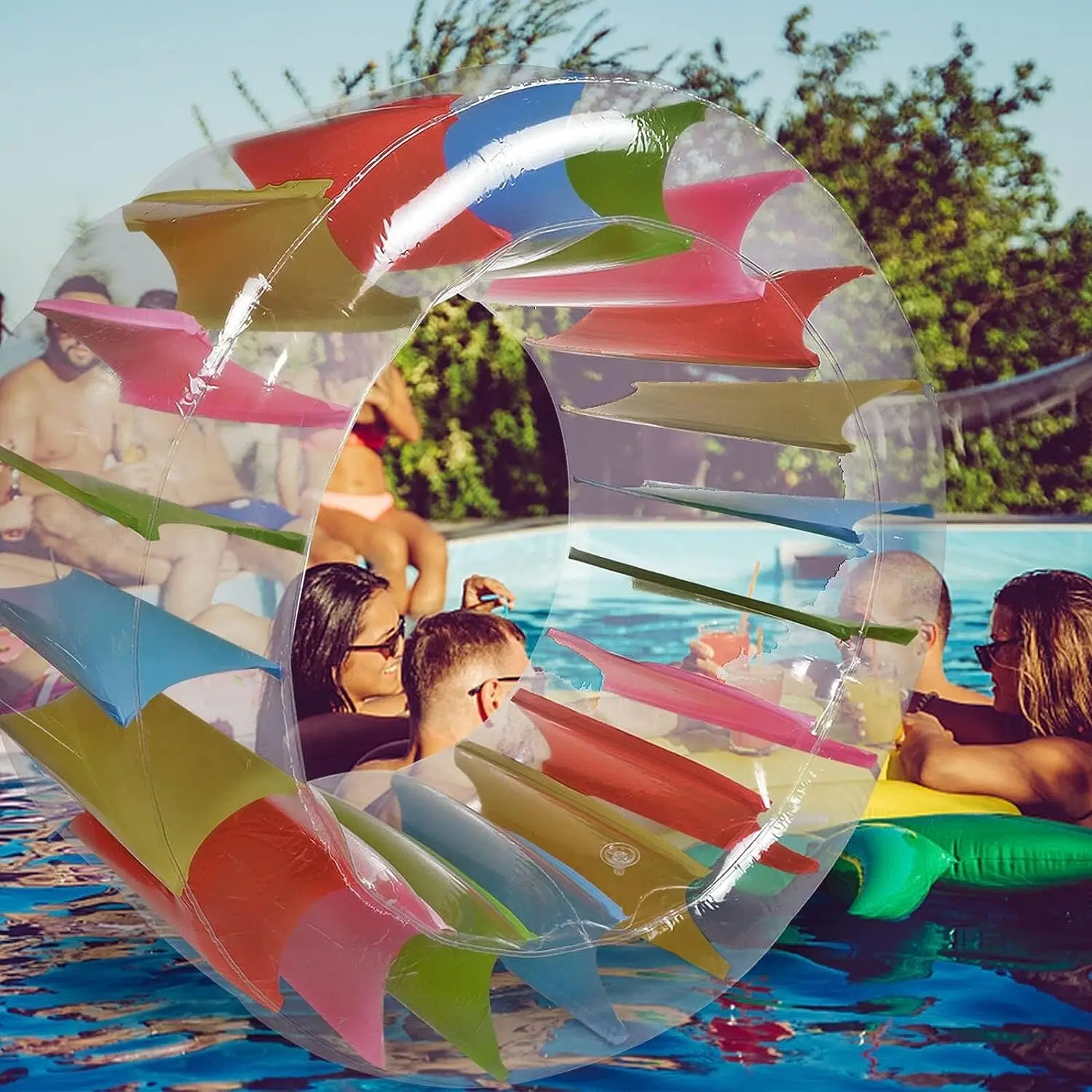 Flotteur à roulettes gonflable en gros, roue d'eau colorée 65 en effet, jouet à roulettes de piscine pour enfants et adultes, extérieur gratuit