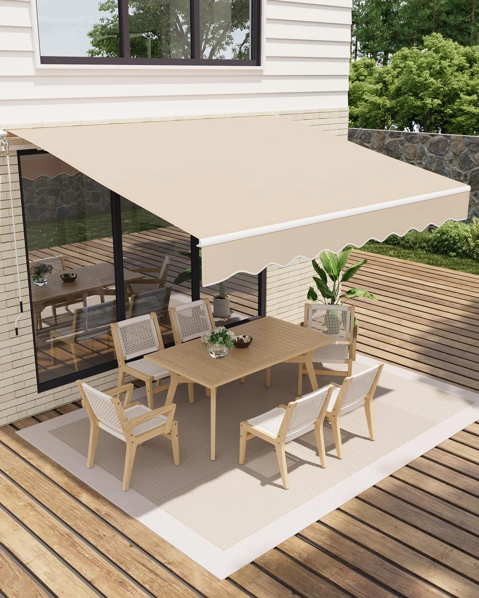 Handmatig intrekbaar terraszonnescherm, aluminium frame, waterdicht, UV-werend zonnescherm voor terras, tuin, balkon, buiten eethoek