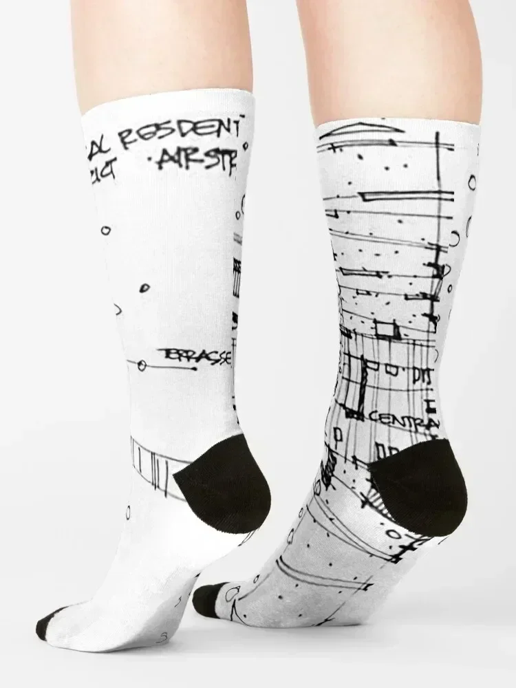 Hand Sketch Architecture Socks halloween cycling anti slip football valentine gift ideas Socks For Women Men's