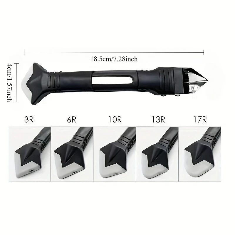 1 set 3-in-1 siliconen kitgereedschap, roestvrijstalen kop kitverwijderaar en kitschraper