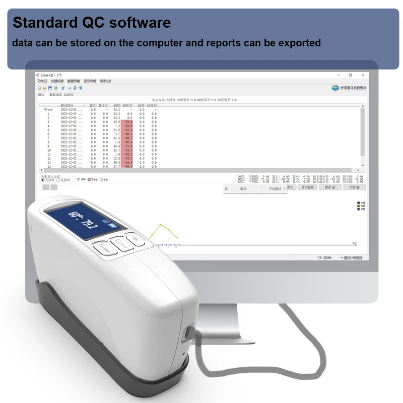 Portable Gloss Meter CS-300 SE with 0.2GU high accuracy 100,000 measurements on a single charge and long battery life