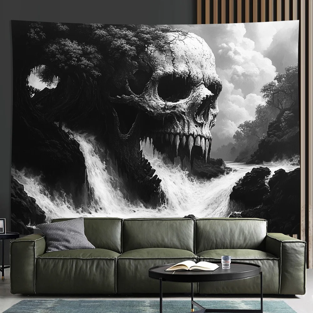 Vibrant Polyester Skull Tapestry, Stunning Wall Decor for Living Room Bedroom Office, Creative Gift for Parties & Home Ambiance