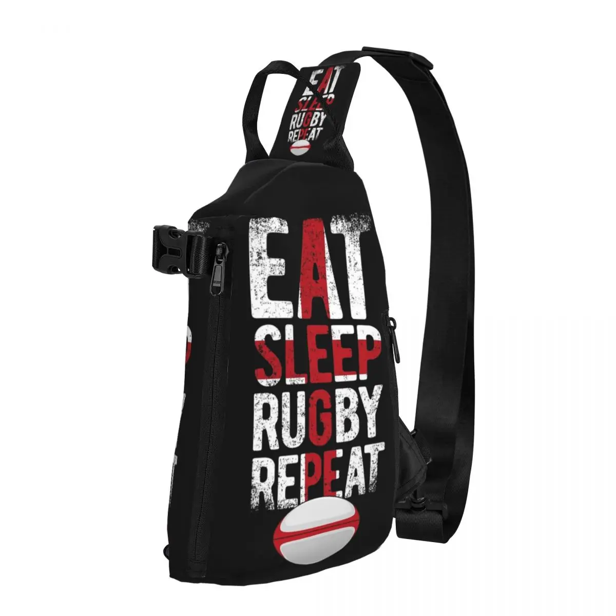 Eat Sleep Rugby Repeat England Rugby Chest Bag Men Sling Crossbody Backpack Chest Bag Travel Hiking Daypack Shoulder Bag