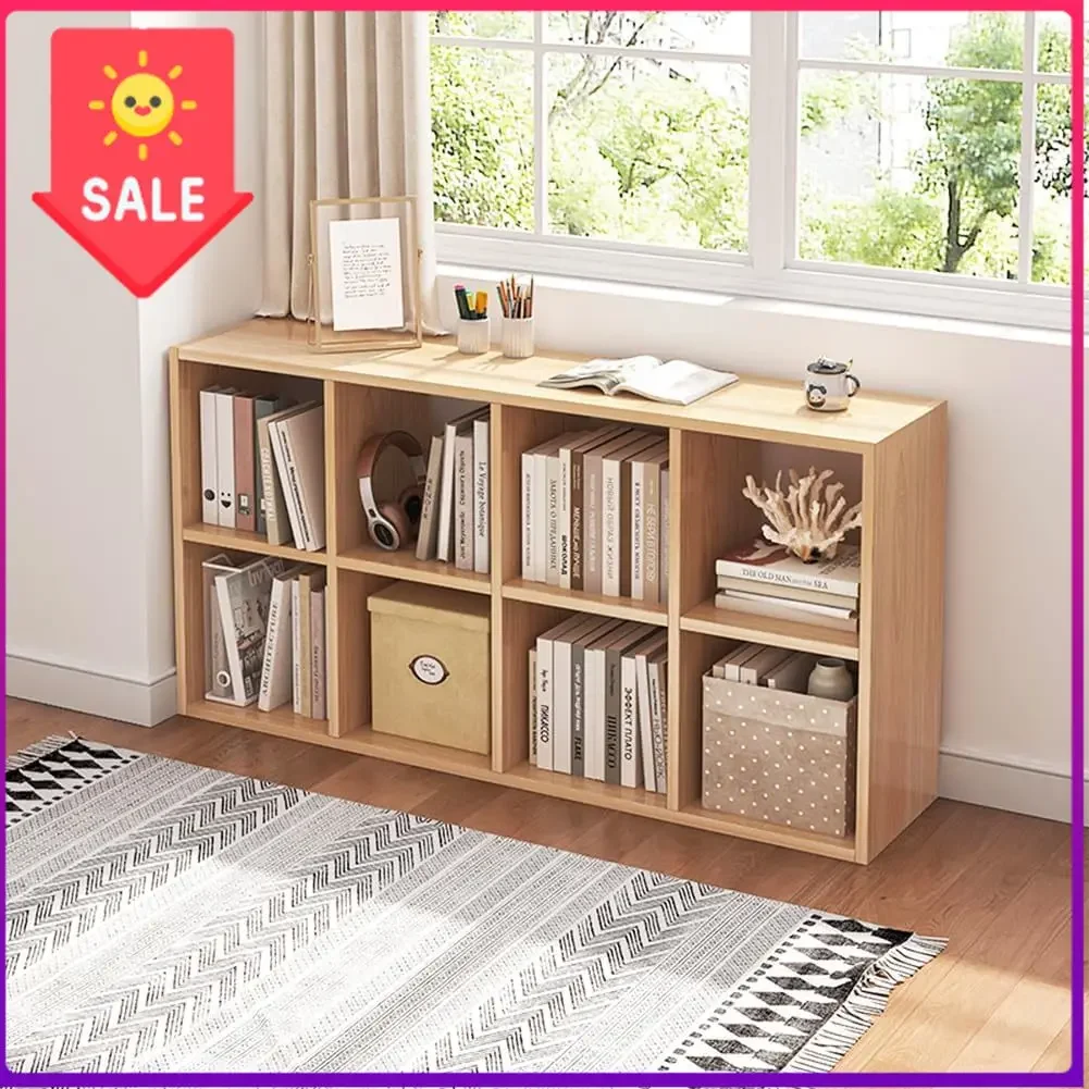 8 Cube Organizer Bookcase Oak Open Shelf | Suitable for 11-inch Fabric Storage Bins, Simple Compartments Bookshelf, Holds 20