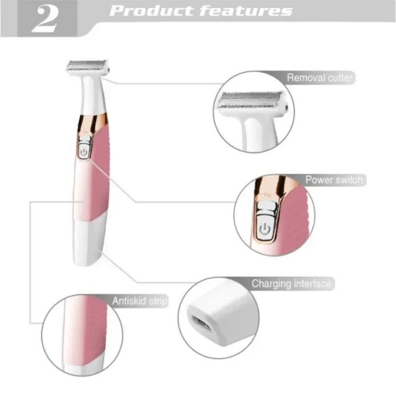 Kemei KM-1900 depiladora eléctrica portátil recargable eléctrica para mujer máquina de corte y depilación de cuerpo completo