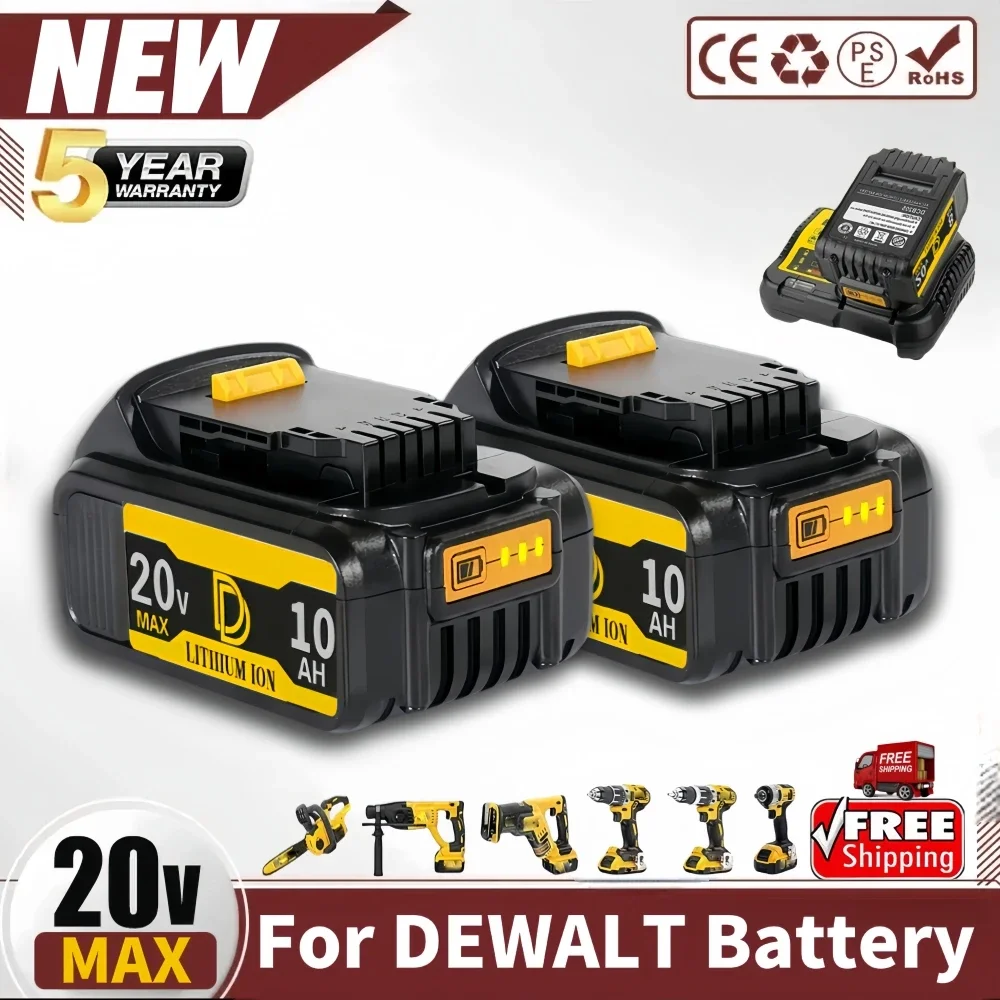 100% Original for DeWalt 20V 8.0/10.0Ah High-capacity cordless Tools Rechargeable Lithium Battery For DCF887 CB205 DCB204 DCB200