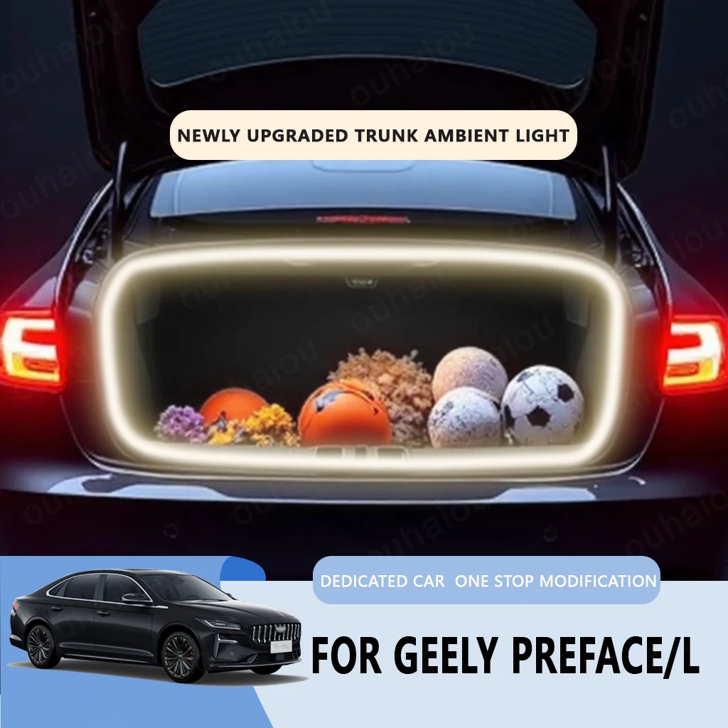 

FOR Geely Preface/L trunk light modification light Atmosphere lights White warm white Rear Trunk LED Light Bar