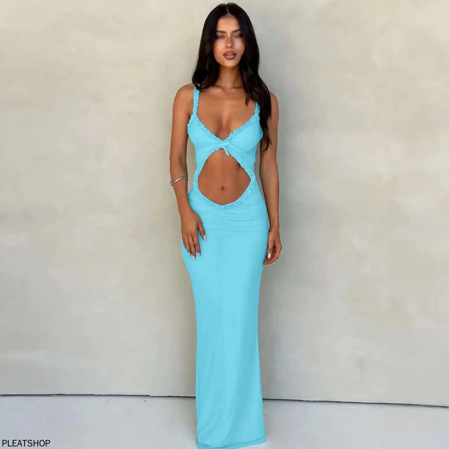 Sexy Abend-Club-Party-Kleider für Damen, 2022, Sommer, ärmellos, rückenfrei, aushöhlen, Maxi-langes Kleid, elegante, figurbetonte weiße Robe