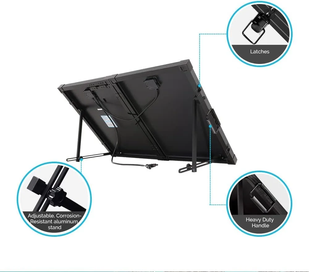 Imagem -05 - Renogy Painel Solar Portátil para Power Station Mala Dobrável com Kickstand Ajustável 100 Watt 12 Volts