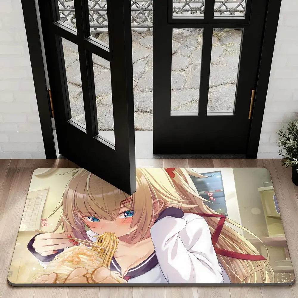 

Cute anime A-Akai HaatoS Floor Mat Diatom Bath Mat Absorbent Quick Dry Non-Slip TPR Backing Soft Plush Draining Rugs