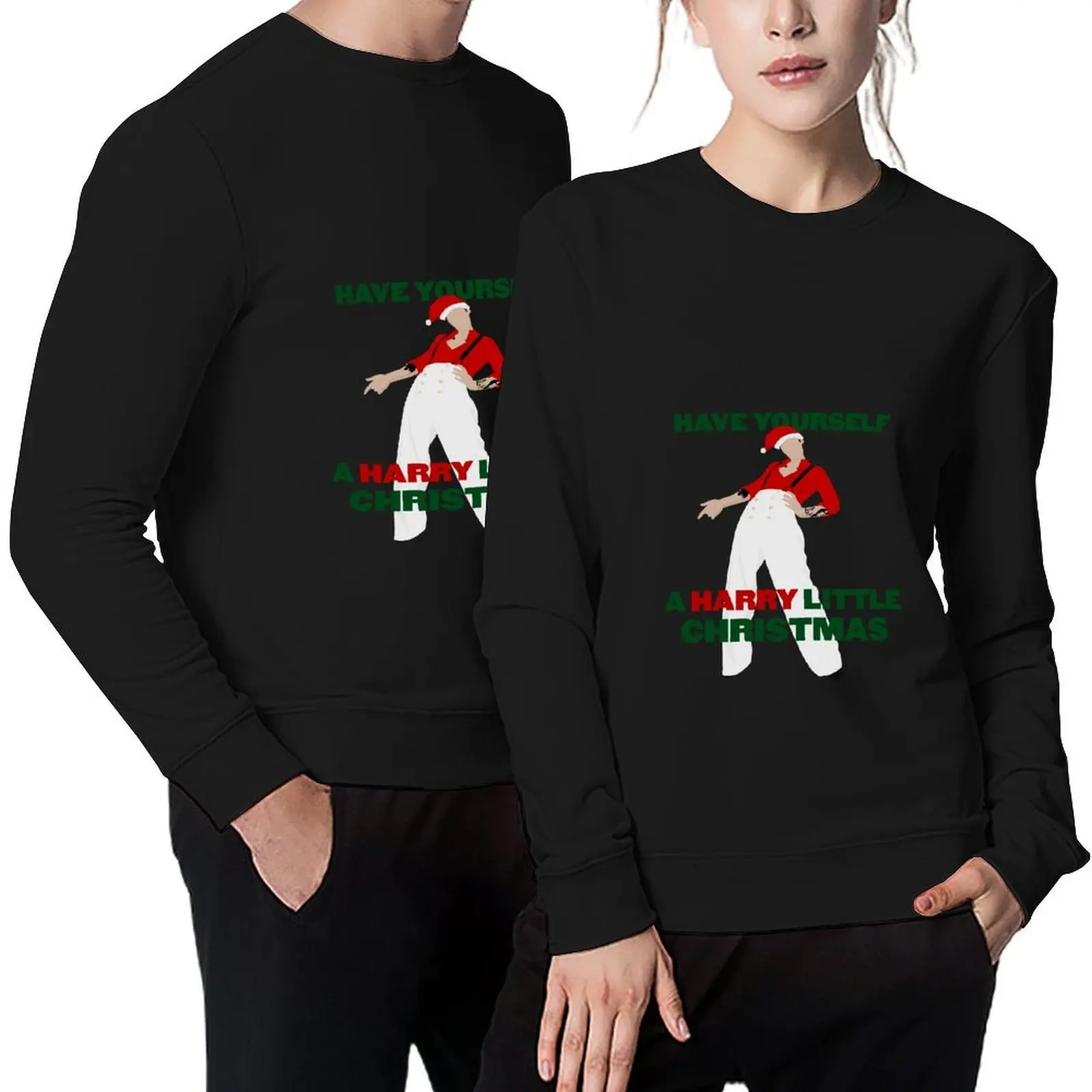 Have Yourself a Harry Little Christmas - Green and Red Text Pullover japanese style mens clothing hoody
