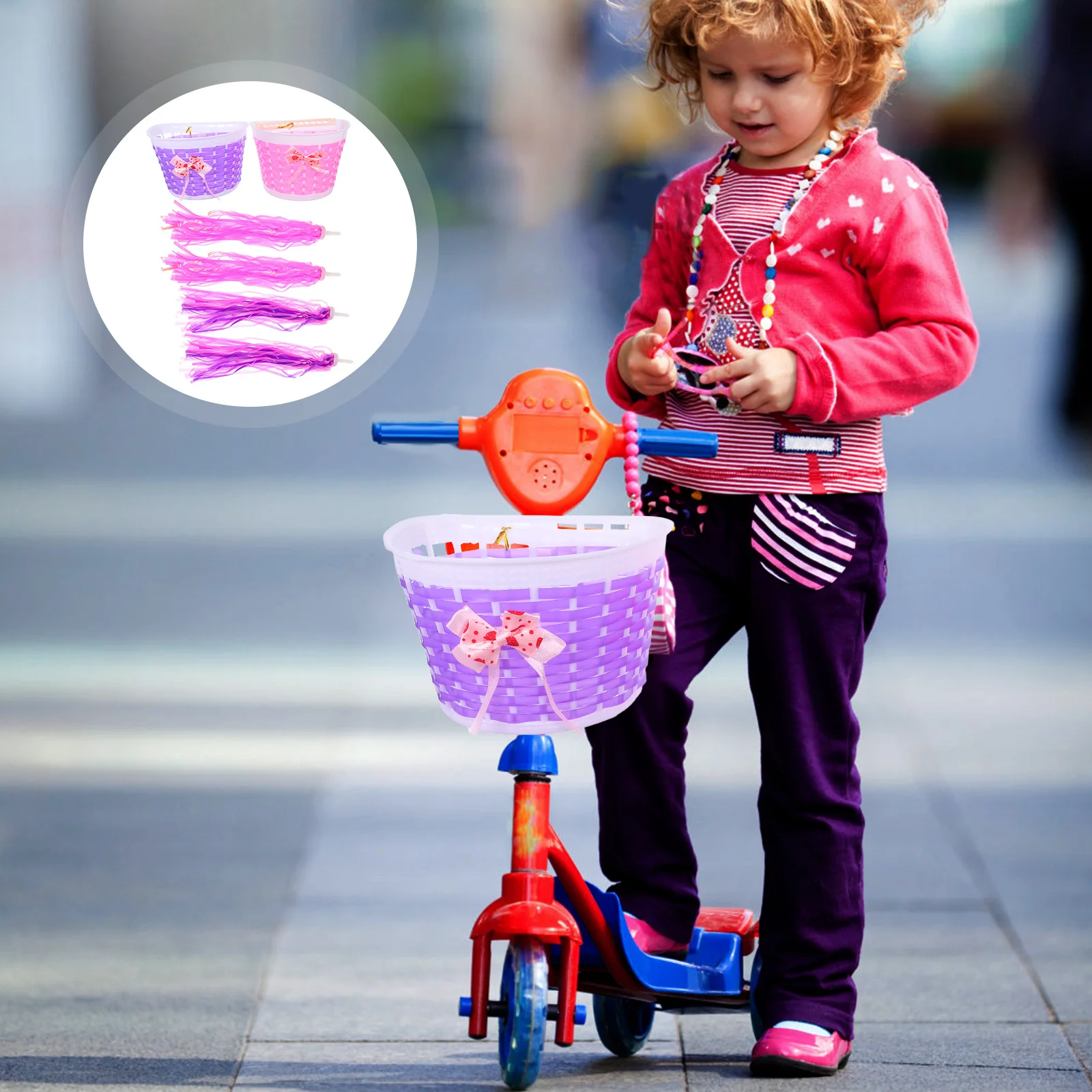 

6Pcs Bike Handlebar Streamers Purple Pink Creative Decorations for Scooter Bike Accessories Holiday Gift