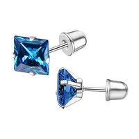 Boucles d'oreilles en acier inoxydable et titane, 4 broches carrées en Zircon, bijoux pour ongles, manchette d'oreille à la mode pour Piercing 6