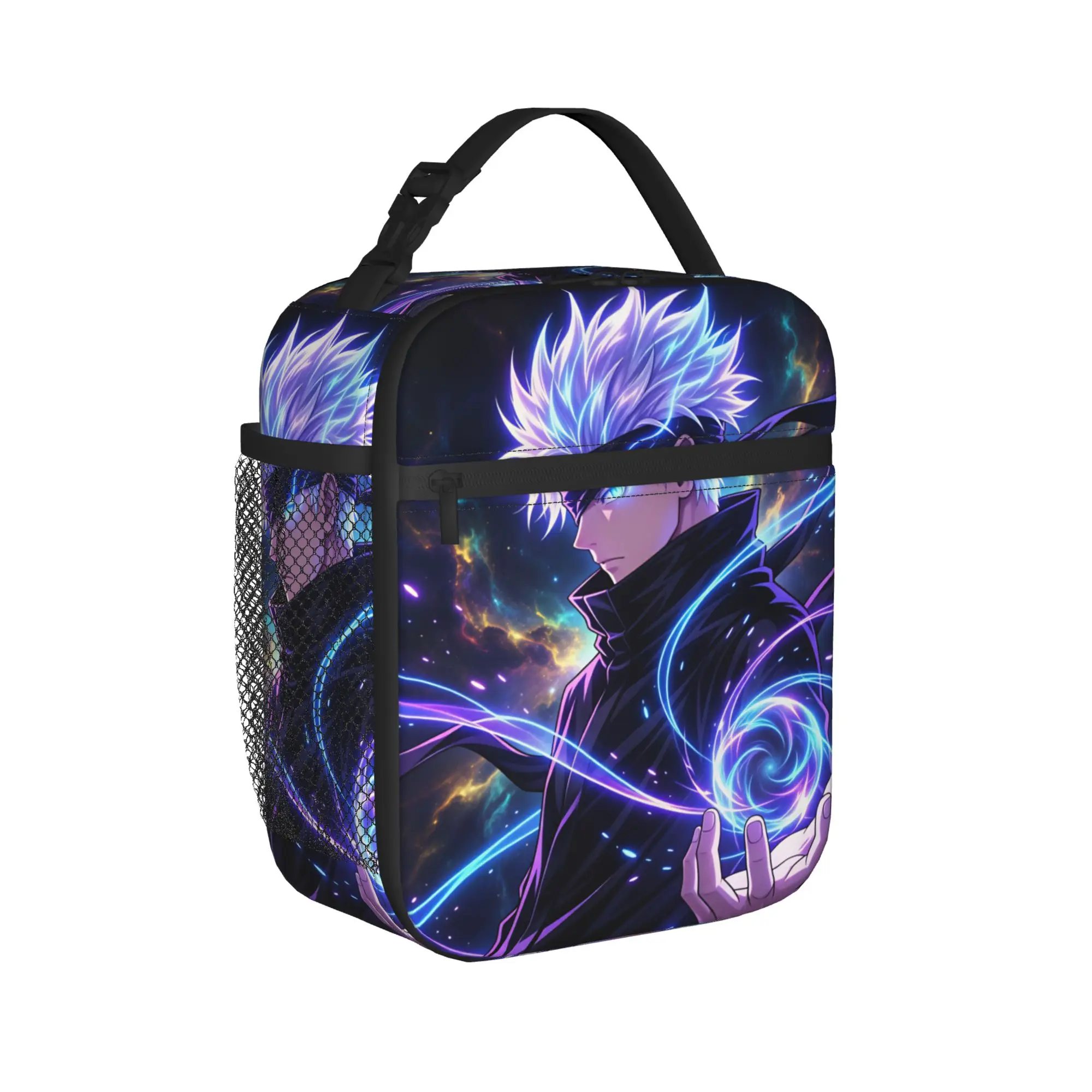 Satoru Gojo Comic Animation Lunch Bag Zipper Lunch Box Women Outdoor Picnic Cooler Bag Fashion Waterproof Thermal Tote Handbags