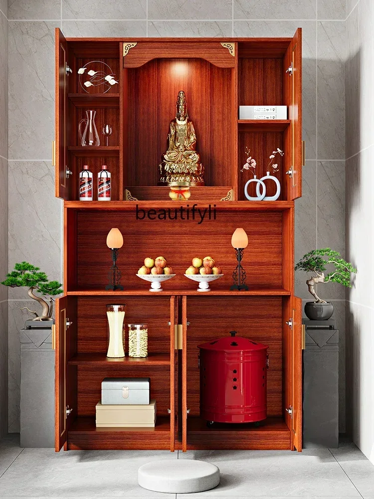 

05 FG17Vertical Buddha Niche Aluminum Alloy Storage Cabinet Altar Hall Display Cabinet Incense Burner Table Altar