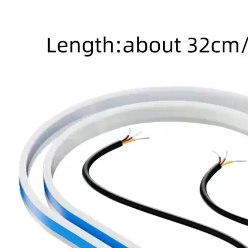 

New 2Pcs 30cm Car DRL Flexible Waterproof Headlight LED Strip Universal Auto Headlights Turn Signal Yellow Brake Flow Lights