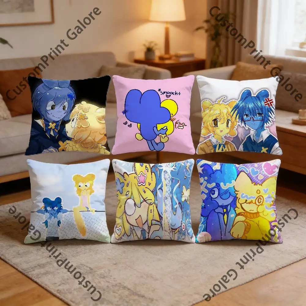 

B-BFDI Four and X 4x Polyester Printed Pillow Cover Square 30 35 40 45 50 55 cm Soft for Sofa Bed Car Home Decor