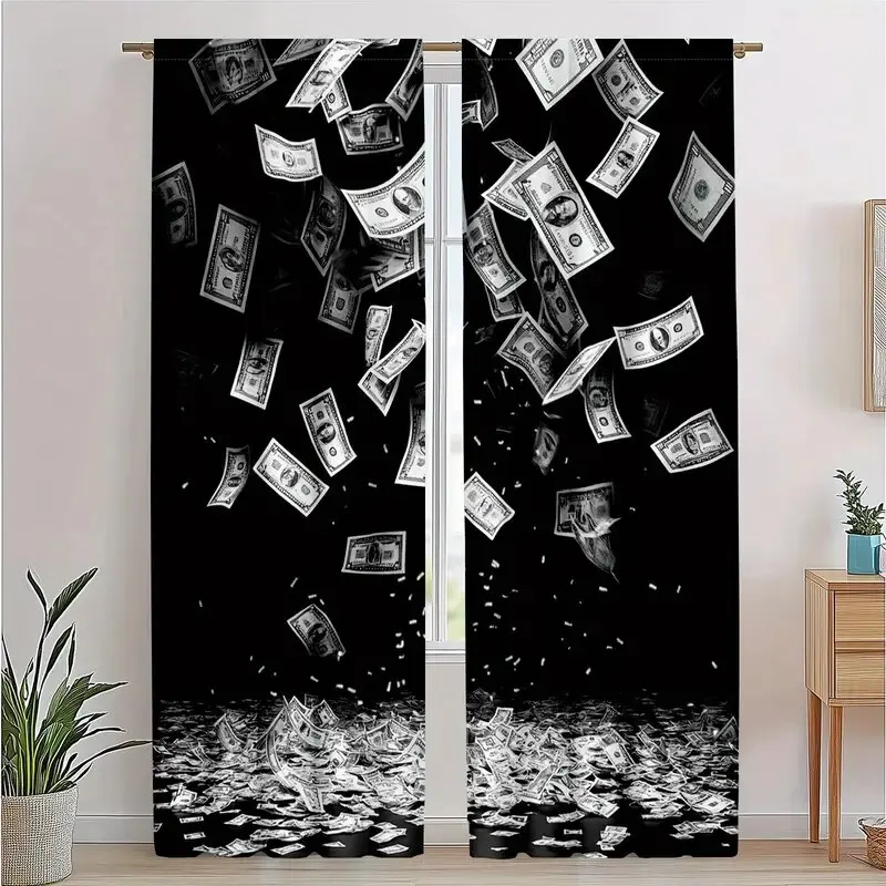ستائر مطبوعة نقدية للأوراق النقدية الأمريكية، ستائر حقيبة عمود المصباح 42*84، غرفة المعيشة في غرفة النوم، ديكور المنزل، ديكور الغرفة