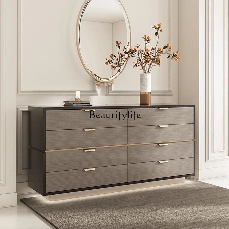 

03.Modern minimalist solid wood eight-bucket cabinet bedroom light luxury Italian storage locker