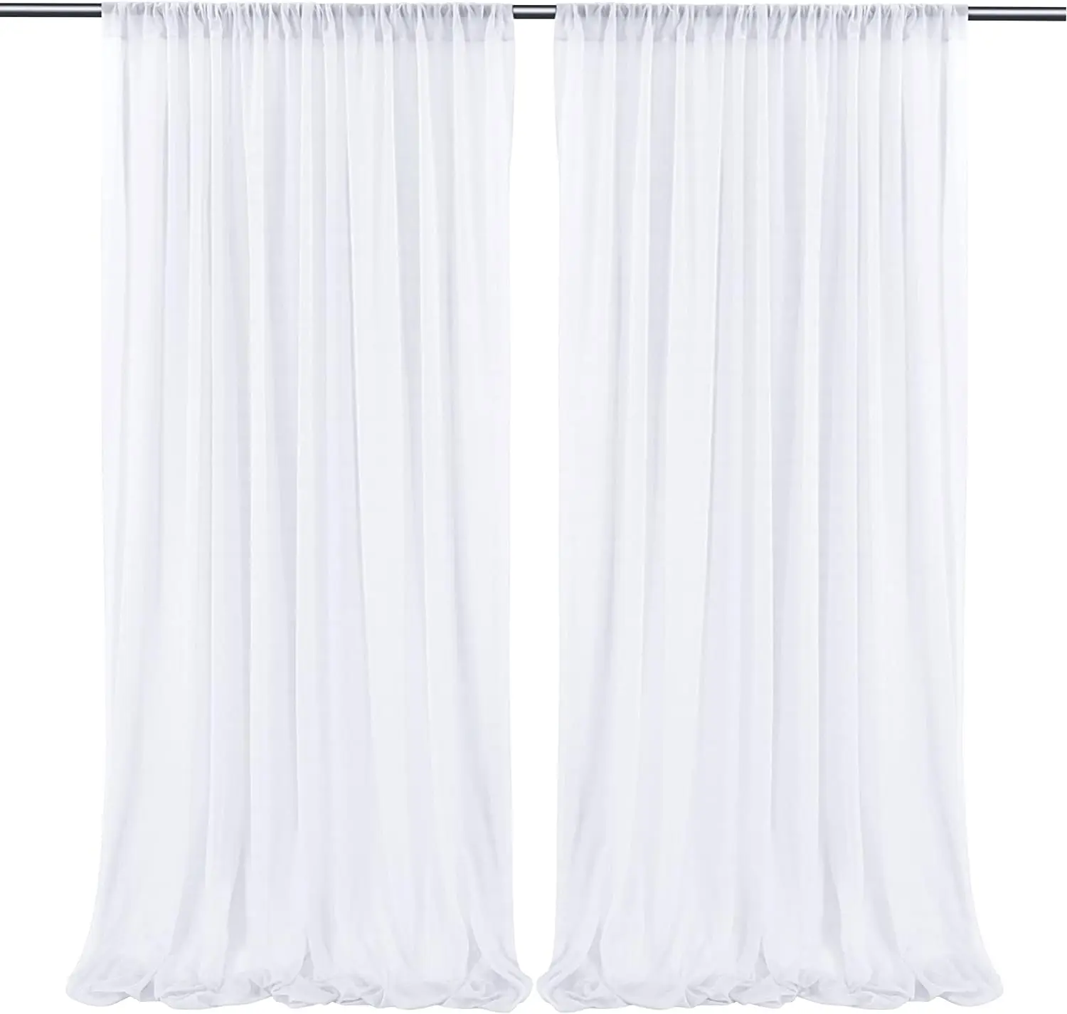 White Wedding Backdrop Curtain Chiffon Fabric Drape for Wedding Party Curtains Panels with Rod Pockets Home Window Decorations