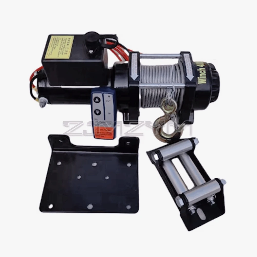 

AQ-4000/4500lbs Steel wire Rope Electric Winch For Traction Portable Winch Car Trailer Truck Off Road with Wireless Control 12v/