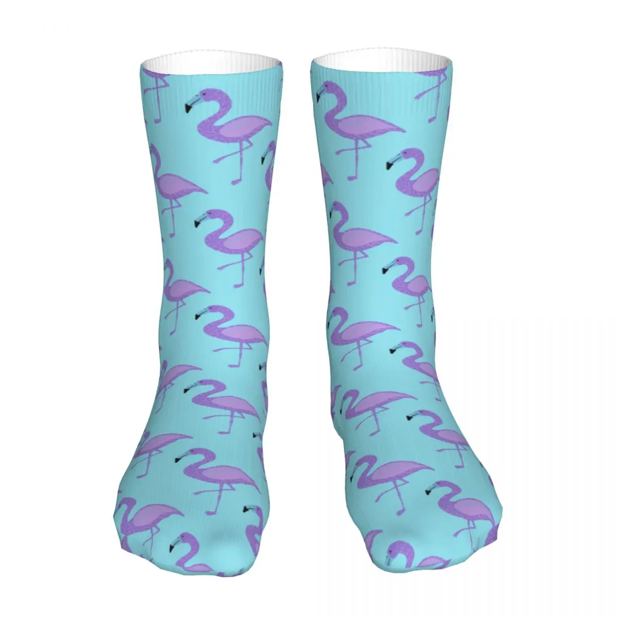 Flamingo Pattern Socks Men Women Polyester Casual Purple Socks Crazy Spring Summer Autumn Winter Socks Gift