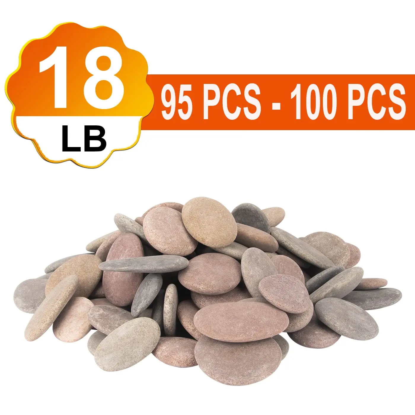 

[About 94 PCS - 100 PCS](18 Pounds) Craft Rocks,Painting Rocks,2.1"-3.5" River Rocks,Flat Rocks,DIY Rocks,Painting Stones,New