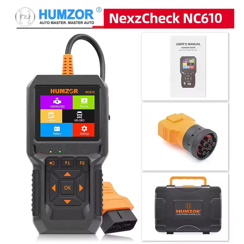 HUMZOR NC610 12V 24V Full OBD2 Diagnostic Scanner Tool Heavy Duty Diesel Petrol Engine Code Reader Live Data For J1939 Truck