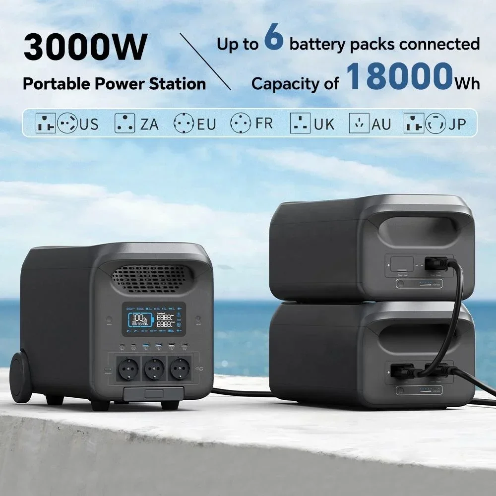 3kw Portable Emergency Power Supply Fast Charging Lifepo4 Powerstation 3000 Watt Portable Solar Generators Power Station