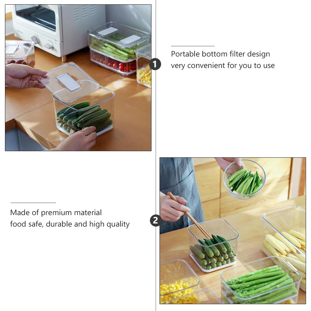 

Fridge Storage Box Fruit Vegetable Crisper Container Bottom Filter Sealing Kitchen ganization Space