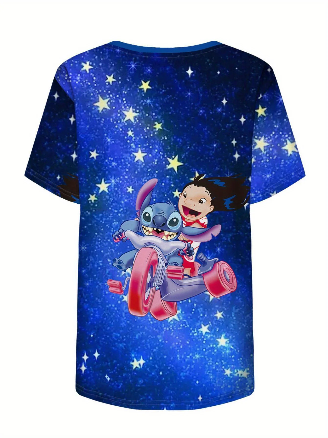 Disney-T-shirt à manches courtes et col en V pour femme, haut décontracté, impression numérique, point de dessin animé 3D, été, nouveau, 1 pièce