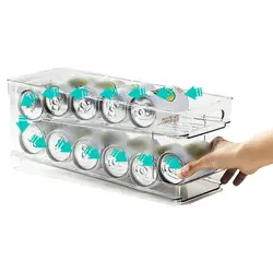 Rolling Soda Can Organizer Rolling Soda Holder For Refrigerator Transparent Can Dispenser For Beer Soda Drink Organizer For