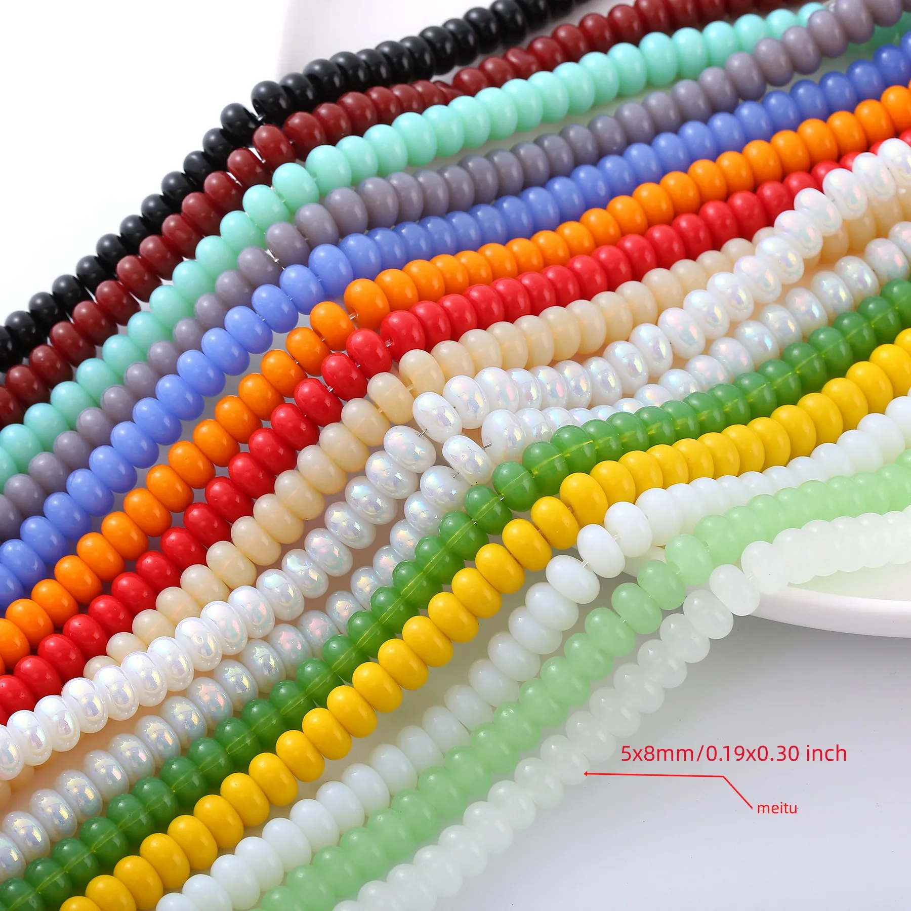 76pcs Wheel Beads 5x8mm Hand String Glass Buddha Beads Smooth Flat Round Beads Crystal Abacus Beads  Jewelry Accessories