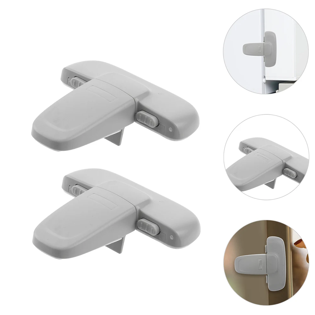 2 Pcs Refrigerator Lock s Freezer Latch Cabinet Door Security Anti Pinch Plastic