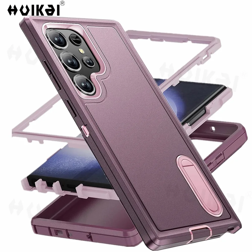 Etui do Samsung Galaxy S25 Ultra S24 S23 A16 A36 A56 Full Body 3 w 1 Wstrząsoodporne, wytrzymałe, odporne na zarysowania, wytrzymałe etui z podpórką