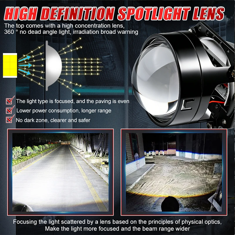 1/2PCS Bi-Led Projector Lenses - Universal Motorcycle Led Headlight Projector 评论和价格