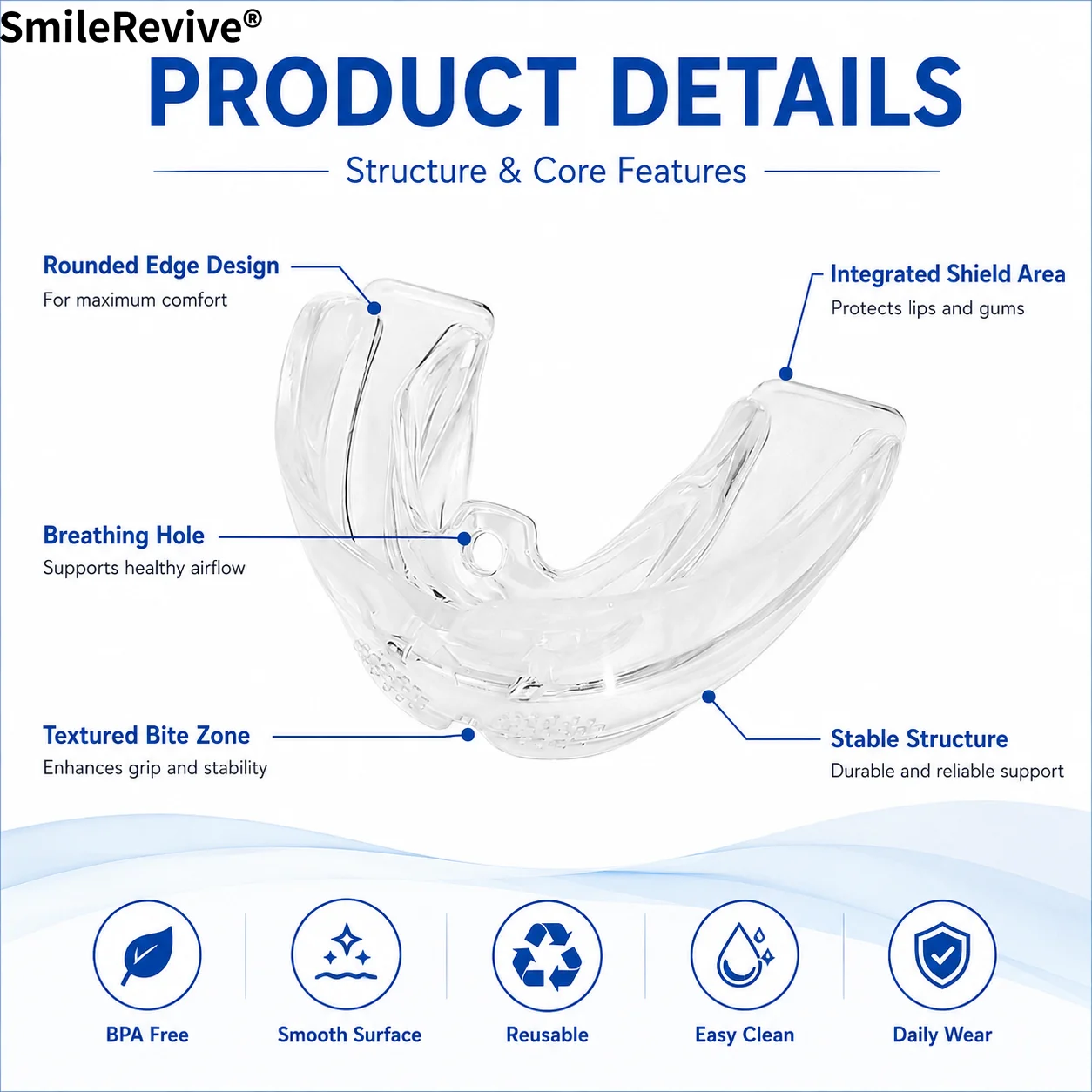 SmileRevive Myofunctional Retainer Trainer Orthodontic Aligner Teeth Straightening Maintenance Appliance Silicone