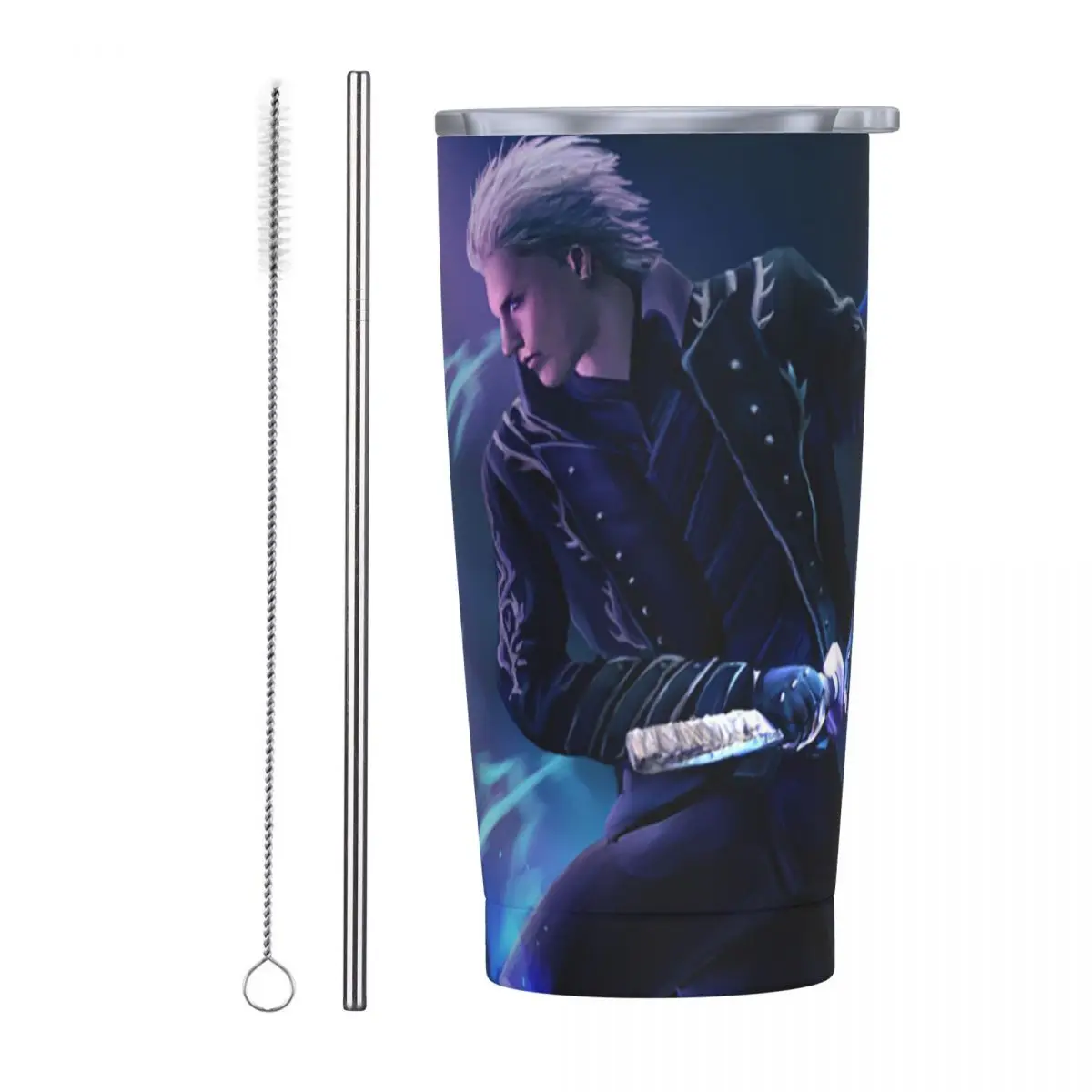 Vergil From The Devil May Cry Series Stainless Steel Tumbler Vacuum Insulated Mug Thermal Cold Bottle Straws With Lid 20oz