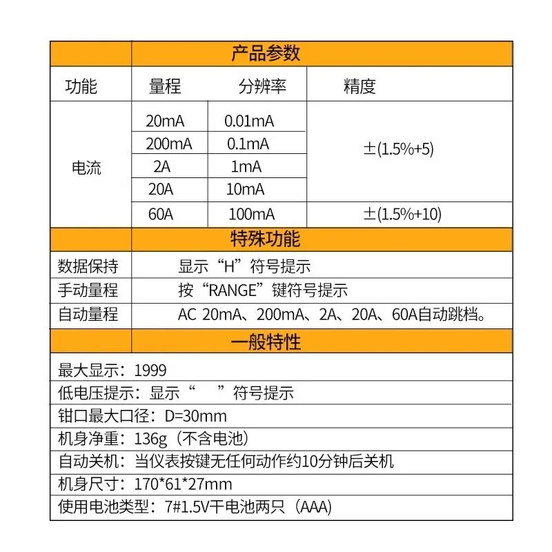 For Circuit Detection Professional Tools Microcurrent Clamp Meter BM2060 Leakage Current Test