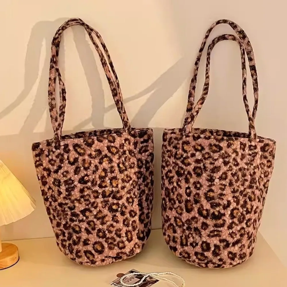 

Leopard Tote Bag Double-sided Use Leopard Print Korean Leopard Shopping Bag Large Capacity Desktop Storage Storage Shoulder Bag