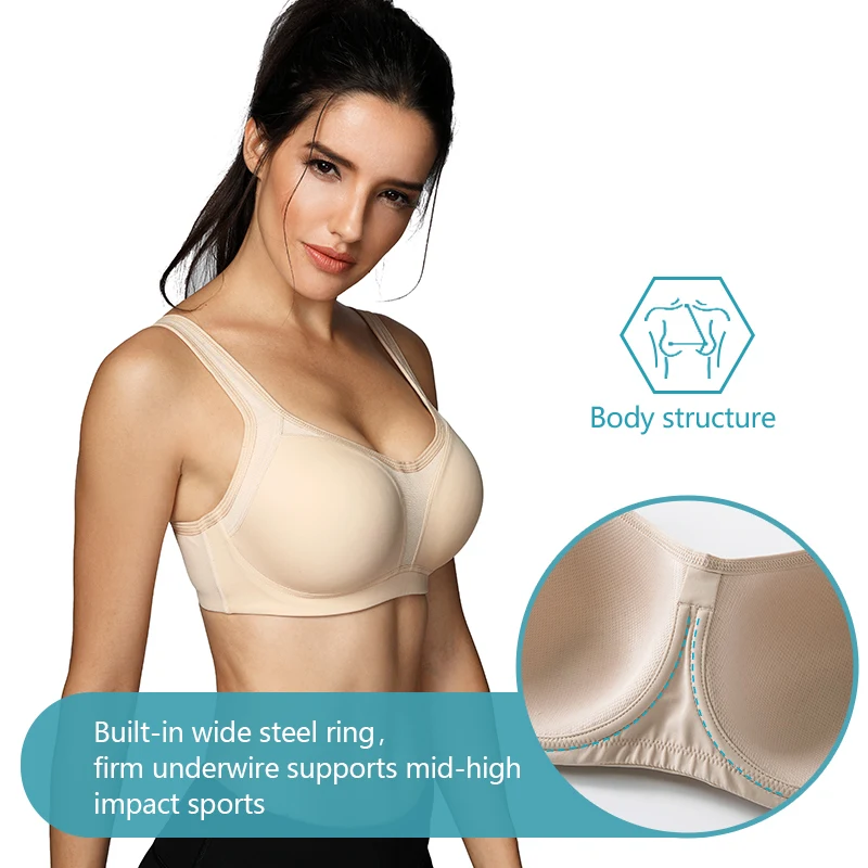 SYROKAN Sports Bra Women Underwire Firm Support Contour High Impact Workout Shockproof Lady  Bra Underwear Bralette Tops Running