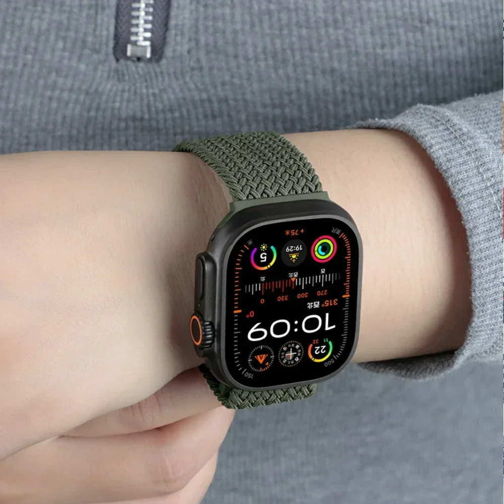 Nylon Strap for Apple Watch Band 46mm 45/44/42/40/41mm 49mm Parachute Braided Bracelet iWatch Series 10 Ultra 9 8 7 6 SE Correa