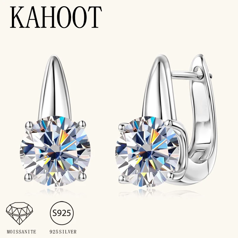 

A pair of 925 sterling silver 2-carat*2 moissanite minimalist and stylish four-prong earrings, a niche style for men, women, and
