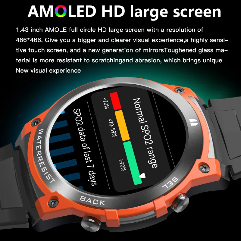 MASX Aurora one smart watch 1.43\'\' AMOLED Display 400mAH bluetooth call Military-grade Toughness 5ATM Waterproof Sport watch