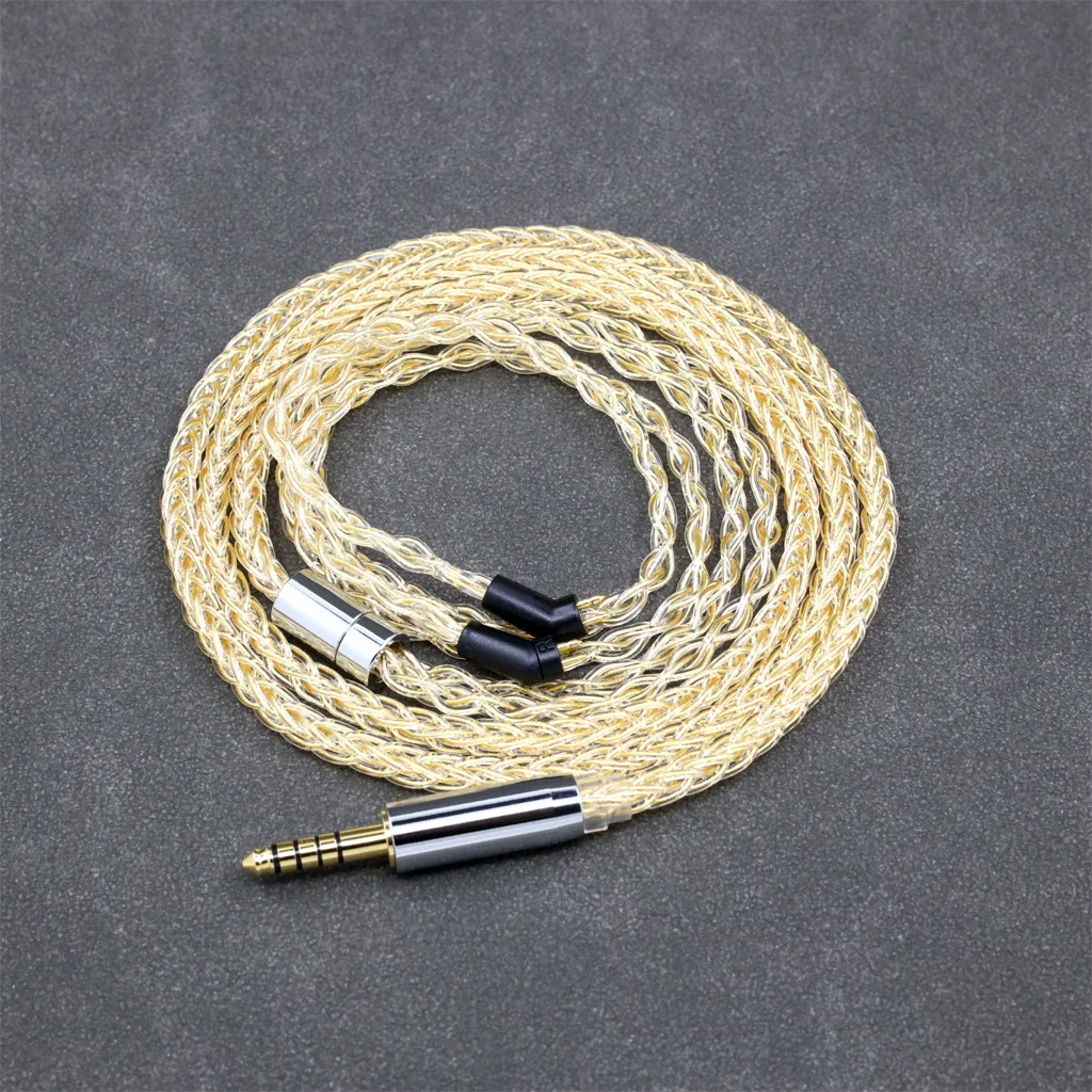 8 Core 99% 7n Pure Silver 24k Gold Plated Earphone Cable For Etymotic ER4B ER4PT ER4S ER6I ER4 2pin 8807