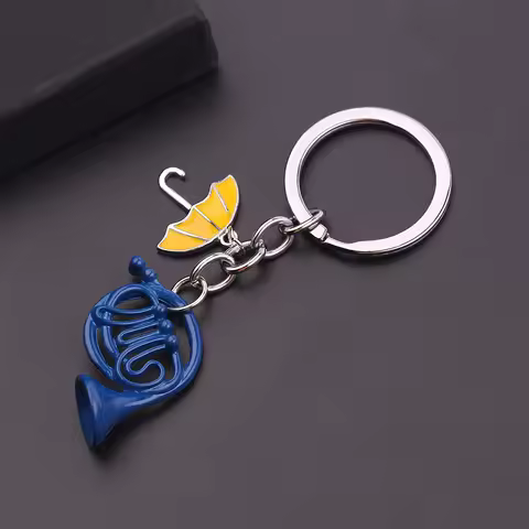 1pc A Lot HIMYM Keychain How I Met Your Mother Yellow Umbrella Mother Blue French Horn Keychain for Women Men Jewelry