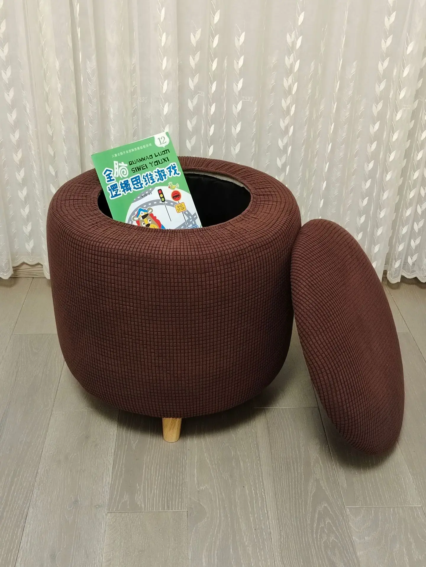 Corn velvet thickened elastic circular split stool cover, detachable sofa stool cover, dustproof and wear-resistant