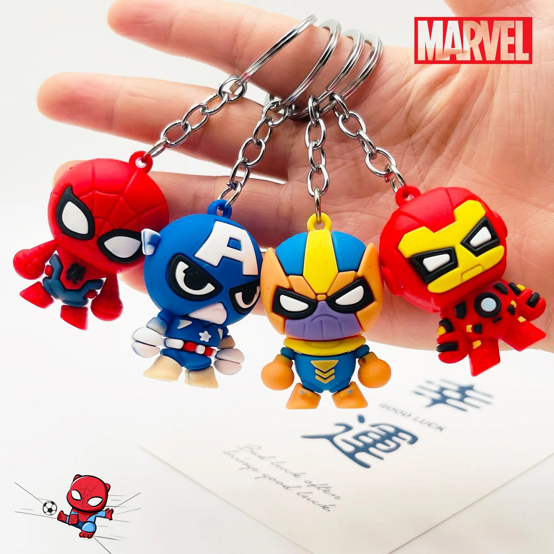 Disney Marvel Keychain Cartoon Captain America Thor Iron Man Action Anime Figures Backpack Keyring Pendant Ornaments Cute Gifts