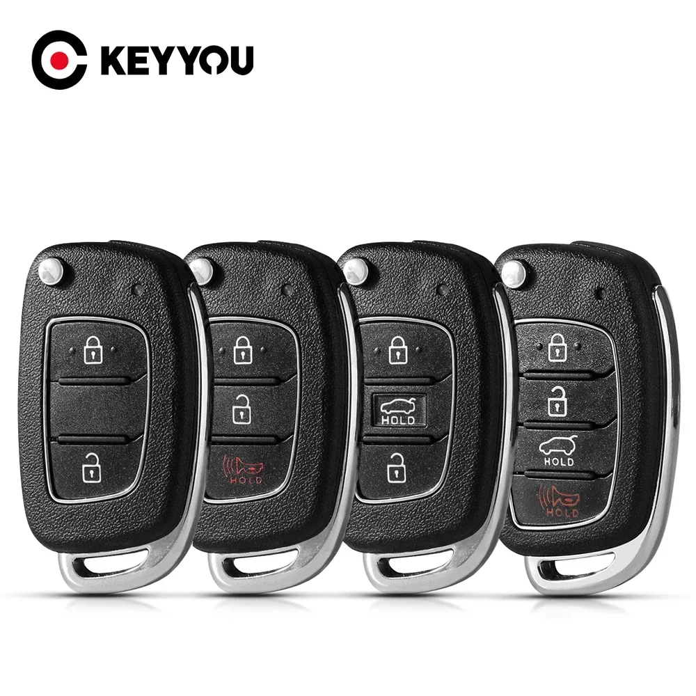 KEYYOU Flip Remote Car Key Case For Hyundai Solaris Creta Ix25 Kona Tucson Sonata I40 Elantra Ix35 I20 Ix45 2019 Horizontal