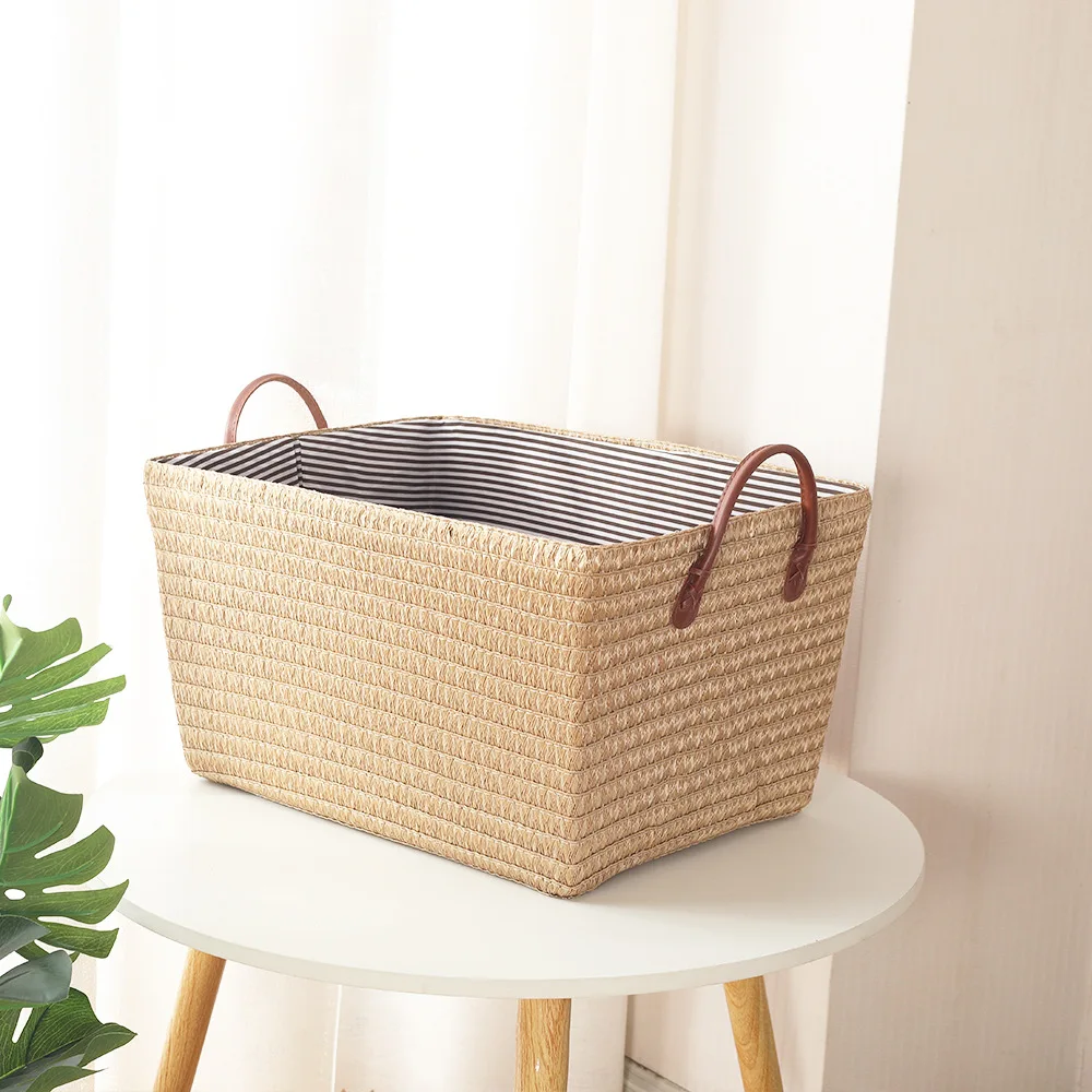 Household Japanese-style Foldable Rattan-like Woven Dirty Clothes Storage Basket Toy Tabletop Straw Basket for Snacks view 5